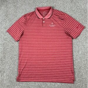 Nike Polo Shirt Mens Large Red‎ Striped Dri Fit Short Sleeve Golf Stretch Casual